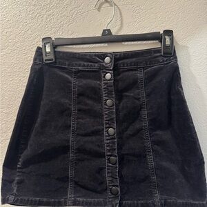 Black Button-Front Skirt